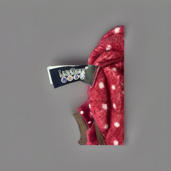 Luv Gear Dog Size Large Reindeer Themed Red Polka Dot Hooded Christmas Pajamas - Picture 3 of 4